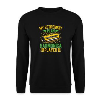 Funny Harmonica Player Retirement Plan Player - Unisex Pullover - Schwarz - Vorne - Alina (178cm) & Michal (187cm)