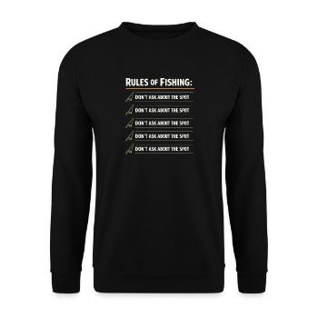Endroit secret pour la pêche – ne demandez pas - Sweat-shirt Unisexe - noir - Devant - Alina (178cm) & Michal (187cm)