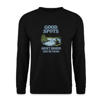 Endroit secret pour la pêche – ne demandez pas - Sweat-shirt Unisexe - noir - Devant - Alina (178cm) & Michal (187cm)