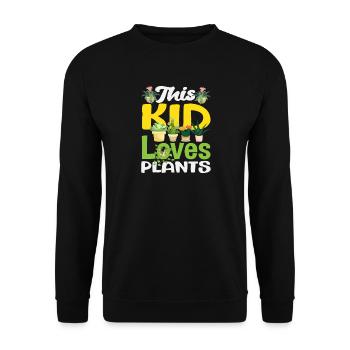 Pflanzenliebhaber This Kid Loves Plants Gardener - Unisex Pullover - Schwarz - Vorne - Alina (178cm) & Michal (187cm)