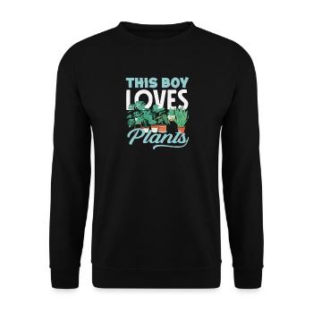 This Boy Loves Plants Plant Lover - Unisex Sweatshirt - black - Front - Alina (178cm) & Michal (187cm)