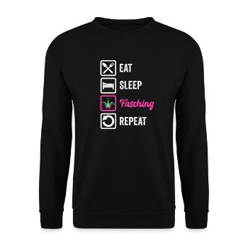 Eat Sleep Fasching Repeat – Helau Spruch - Unisex Sweatshirt - black - Front - Alina (178cm) & Michal (187cm)