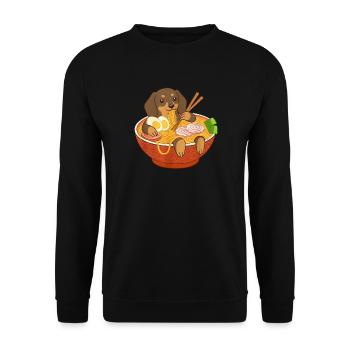 Japanese Ramen Dachshund Noodle Bowl Anime Otaku - Unisex Sweatshirt - black - Front - Alina (178cm) & Michal (187cm)