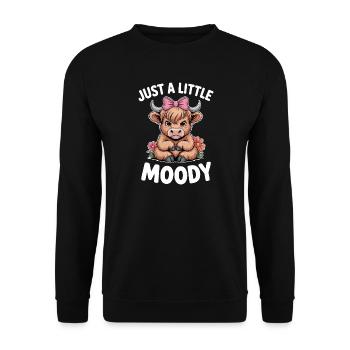 Hochlandrind Sprüche Launisch Lustiges Geschenk - Unisex Pullover - Schwarz - Vorne - Alina (178cm) & Michal (187cm)