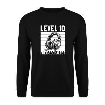 10e anniversaire Garçon Fille Gamer Niveau 10 ans - Sweat-shirt Unisexe - noir - Devant - Alina (178cm) & Michal (187cm)