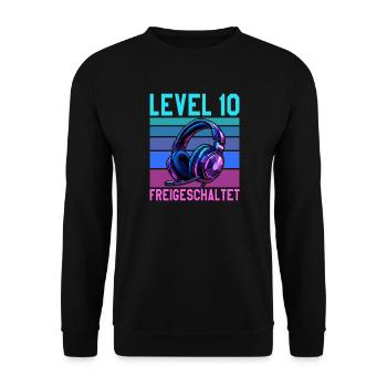 10e anniversaire Garçon Fille Gamer Niveau 10 ans - Sweat-shirt Unisexe - noir - Devant - Alina (178cm) & Michal (187cm)