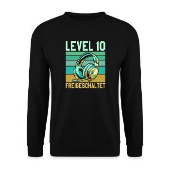 10e anniversaire Garçon Fille Gamer Niveau 10 ans - Sweat-shirt Unisexe - noir - Devant - Alina (178cm) & Michal (187cm)