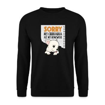 Chihuahua Chihuahueño Désolé Mon - Sweat-shirt Unisexe - noir - Devant - Alina (178cm) & Michal (187cm)