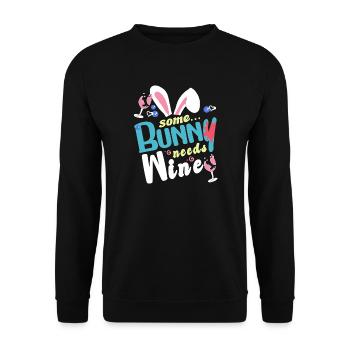 Some rabbit needs some wine - Unisex Sweatshirt - black - Front - Alina (178cm) & Michal (187cm)