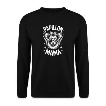 Papillon Sprüche Hunde Lustiges Papillon Geschenk  - Unisex Pullover - Schwarz - Vorne - Alina (178cm) & Michal (187cm)