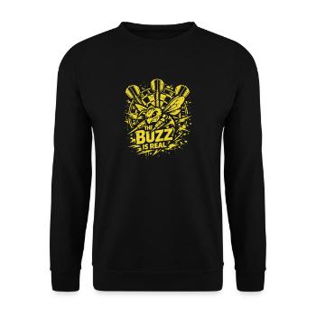 Ally Pally | The Buzz ist Real - Darts Turnier - Unisex Pullover - Schwarz - Vorne - Alina (178cm) & Michal (187cm)