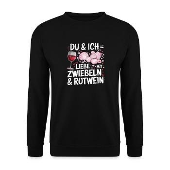 Toi et moi, on aime avec des oignons et du vin rouge pour - Sweat-shirt Unisexe - noir - Devant - Alina (178cm) & Michal (187cm)