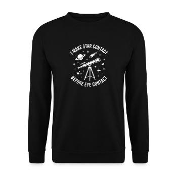 Star Contact Astronomy – Lustiges Teleskop Design - Unisex Pullover - Schwarz - Vorne - Alina (178cm) & Michal (187cm)