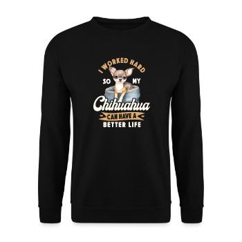 Chihuahua Chihuahueño I Work Hard - Unisex Sweatshirt - black - Front - Alina (178cm) & Michal (187cm)