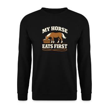 Horses Lifestyle Equestrian Identity Proud Horse - Unisex Sweatshirt - black - Front - Alina (178cm) & Michal (187cm)