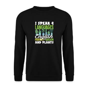 Parler 4 langues Anglais Sarcasme - Sweat-shirt Unisexe - noir - Devant - Alina (178cm) & Michal (187cm)