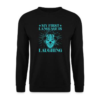 Idée cadeau pour artiste de cirque rieur en langue maternelle - Sweat-shirt Unisexe - noir - Devant - Alina (178cm) & Michal (187cm)