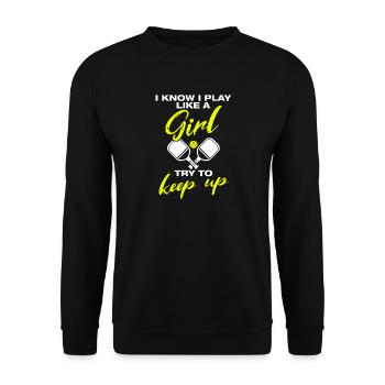 I play like a girl funny pickleball player - Unisex Sweatshirt - black - Front - Alina (178cm) & Michal (187cm)