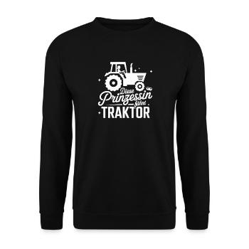  Diese Prinzessin Fährt Traktor Lustiger Spruch - Unisex Pullover - Schwarz - Vorne - Alina (178cm) & Michal (187cm)