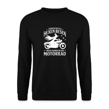  Früher Hatten Hexen Besen Heute Haben Sie Ein - Unisex Pullover - Schwarz - Vorne - Alina (178cm) & Michal (187cm)