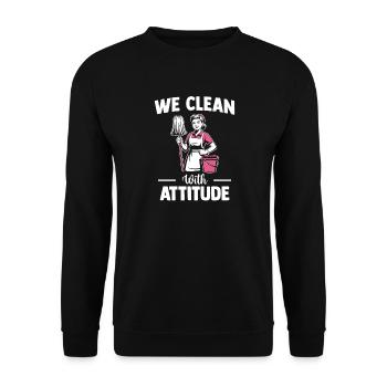 Motif de l’équipe de nettoyage - Sweat-shirt Unisexe - noir - Devant - Alina (178cm) & Michal (187cm)