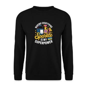 Cleaning Team Household Humor Motif - Unisex Sweatshirt - black - Front - Alina (178cm) & Michal (187cm)