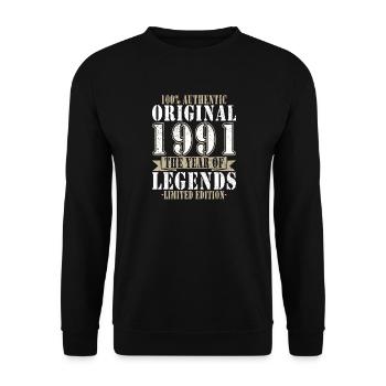 Vintage 1991 - 1991 Anniversary Gift - Unisex Sweatshirt - black - Front - Alina (178cm) & Michal (187cm)