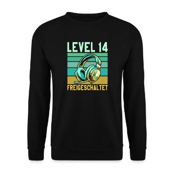 10. Geburtstag Junge Mädchen Teenager Level 10 - Unisex Pullover - Schwarz - Vorne - Alina (178cm) & Michal (187cm)