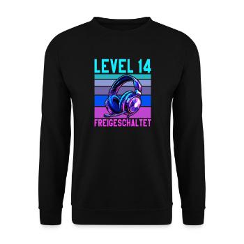 10th Birthday Boy Girl Teenager Level 10 - Unisex Sweatshirt - black - Front - Alina (178cm) & Michal (187cm)