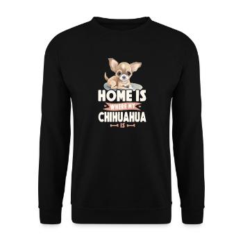 Chihuahua Chihuahueño Home Is - Unisex Sweatshirt - black - Front - Alina (178cm) & Michal (187cm)