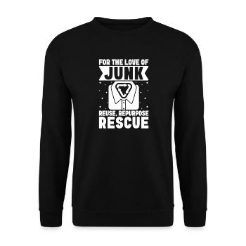 Thrift Shop Junk Reuse Repurpose Rescue Love - Unisex Sweatshirt - black - Front - Alina (178cm) & Michal (187cm)