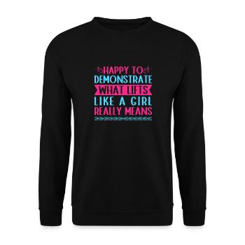 Fitness Motivation Bodybuilder Demonstrate Girl - Unisex Sweatshirt - black - Front - Alina (178cm) & Michal (187cm)