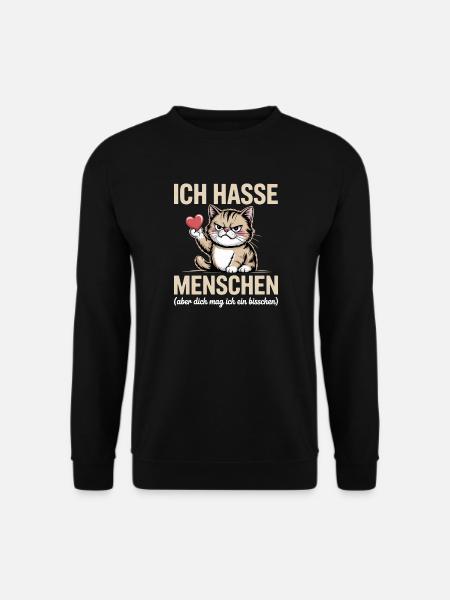 Ich hasse Menschen – dich mag ich trotzdem - Unisex Pullover - Schwarz