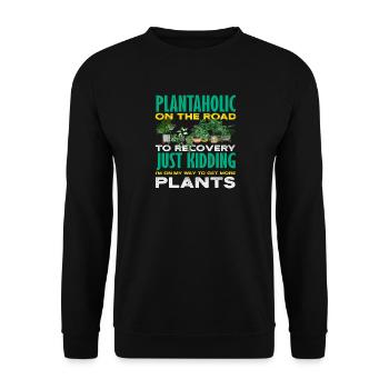 Plantaholic Plant Lover Gardener Gardening - Unisex Sweatshirt - black - Front - Alina (178cm) & Michal (187cm)