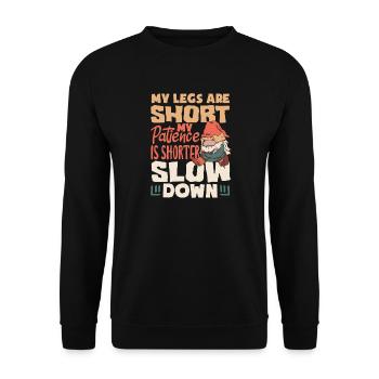 Wait for me, I've got little legs - Unisex Sweatshirt - black - Front - Alina (178cm) & Michal (187cm)