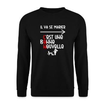 Tenue Groupe EVG Mariage Humour - Sweat-shirt Unisexe - noir - Devant - Alina (178cm) & Michal (187cm)