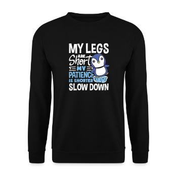 Wait for me, I've got little legs - Unisex Sweatshirt - black - Front - Alina (178cm) & Michal (187cm)