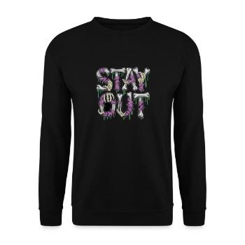  Stay Out Skelett Knochen Horror Spruch Grusel - Unisex Pullover - Schwarz - Vorne - Alina (178cm) & Michal (187cm)