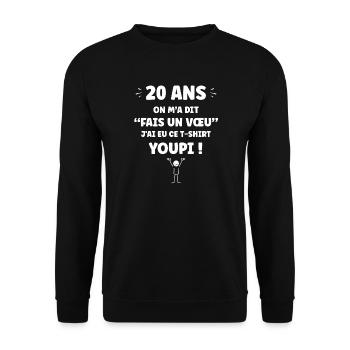 20 Jahre Make a Wish Humor-T-Shirt - Unisex Pullover - Schwarz - Vorne - Alina (178cm) & Michal (187cm)