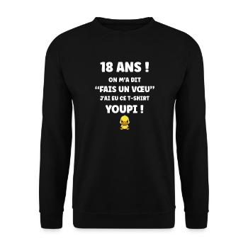 18-jähriges Wunsch-Entlein-T-Shirt - Unisex Pullover - Schwarz - Vorne - Alina (178cm) & Michal (187cm)