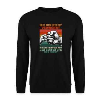 Ich Habe Nur Den Besten Opa Der Welt Retro - Unisex Pullover - Schwarz - Vorne - Alina (178cm) & Michal (187cm)