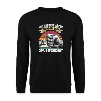 The best fathers are promoted to grandpa - Unisex Sweatshirt - black - Front - Alina (178cm) & Michal (187cm)