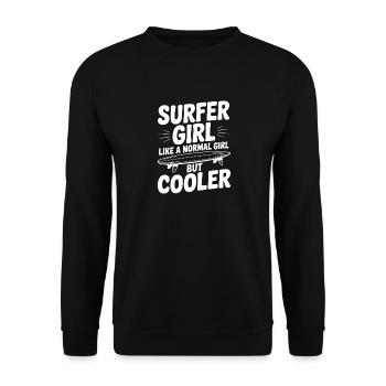 Surfer-Girl wie ein normales Mädchen, aber cooler - Unisex Pullover - Schwarz - Vorne - Alina (178cm) & Michal (187cm)
