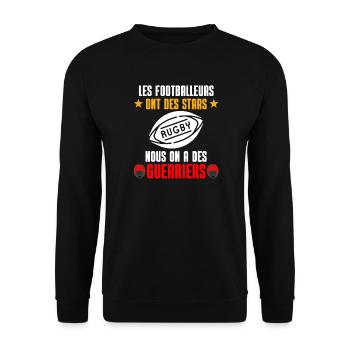 Rugby Guerriers vs Stars - Sweat-shirt Unisexe - noir - Devant - Alina (178cm) & Michal (187cm)