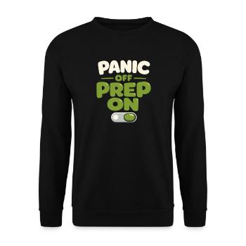 Le calme l’emporte sur la panique, le mode de vie, - Sweat-shirt Unisexe - noir - Devant - Alina (178cm) & Michal (187cm)