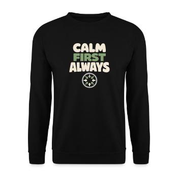 Le calme l’emporte sur la panique, le mode de vie, - Sweat-shirt Unisexe - noir - Devant - Alina (178cm) & Michal (187cm)