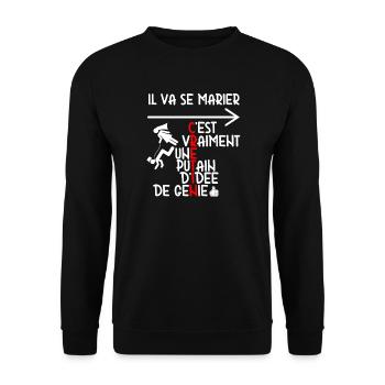 Tenue EVG crétin Mariage Humour - Sweat-shirt Unisexe - noir - Devant - Alina (178cm) & Michal (187cm)