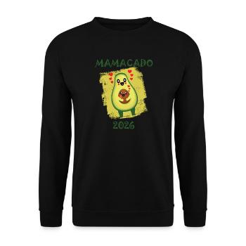 Avocado 2026 Mamacado Lustiger Spruch - Unisex Pullover - Schwarz - Vorne - Alina (178cm) & Michal (187cm)