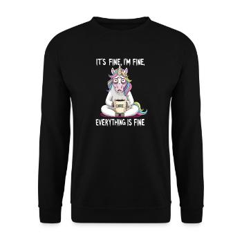 It's okay, I'm fine coffee unicorn humor - Unisex Sweatshirt - black - Front - Alina (178cm) & Michal (187cm)