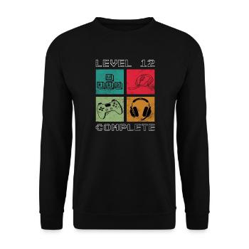 Level 12 completed - Unisex Sweatshirt - black - Front - Alina (178cm) & Michal (187cm)
